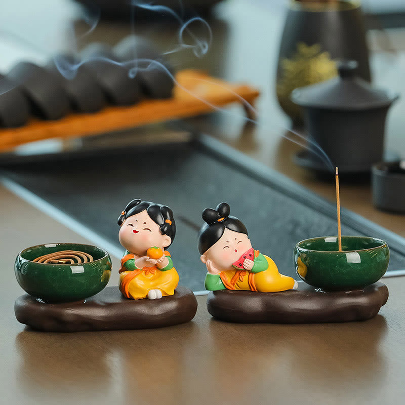 Tang Dynasty Lady Ceramic Incense Burner for Meditation
