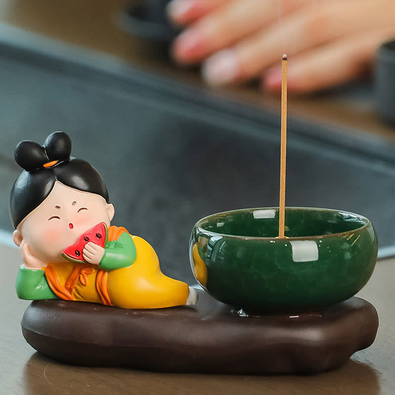 Tang Dynasty Lady Ceramic Incense Burner for Meditation