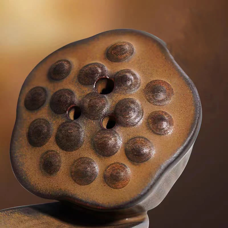 Zen Lotus Pod Brown Ceramic Incense Burner 24cm