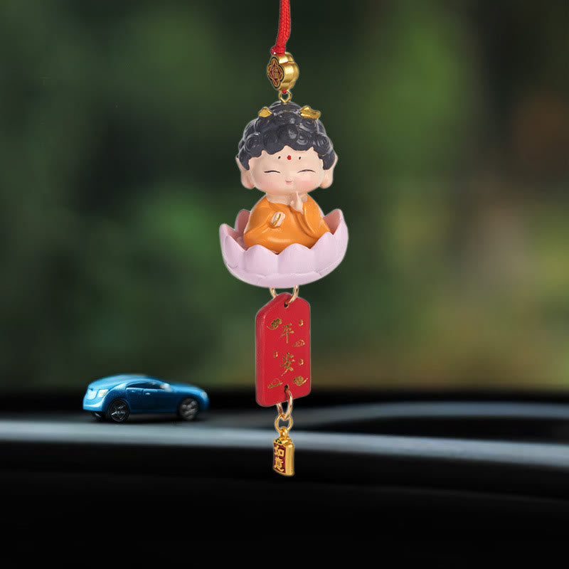 Lotus Avalokitesvara Buddha Fu Car Hanging 34cm