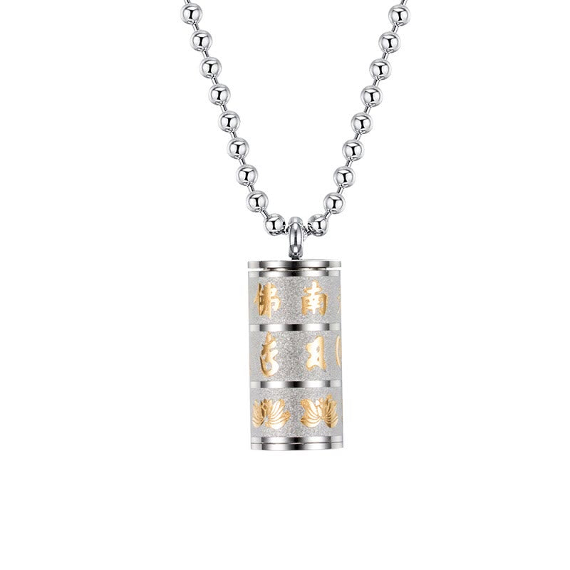 Tibetan Om Mani Padme Hum Titanium Steel Peace Necklace