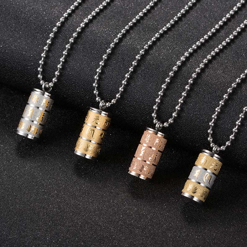 Tibetan Om Mani Padme Hum Titanium Steel Peace Necklace
