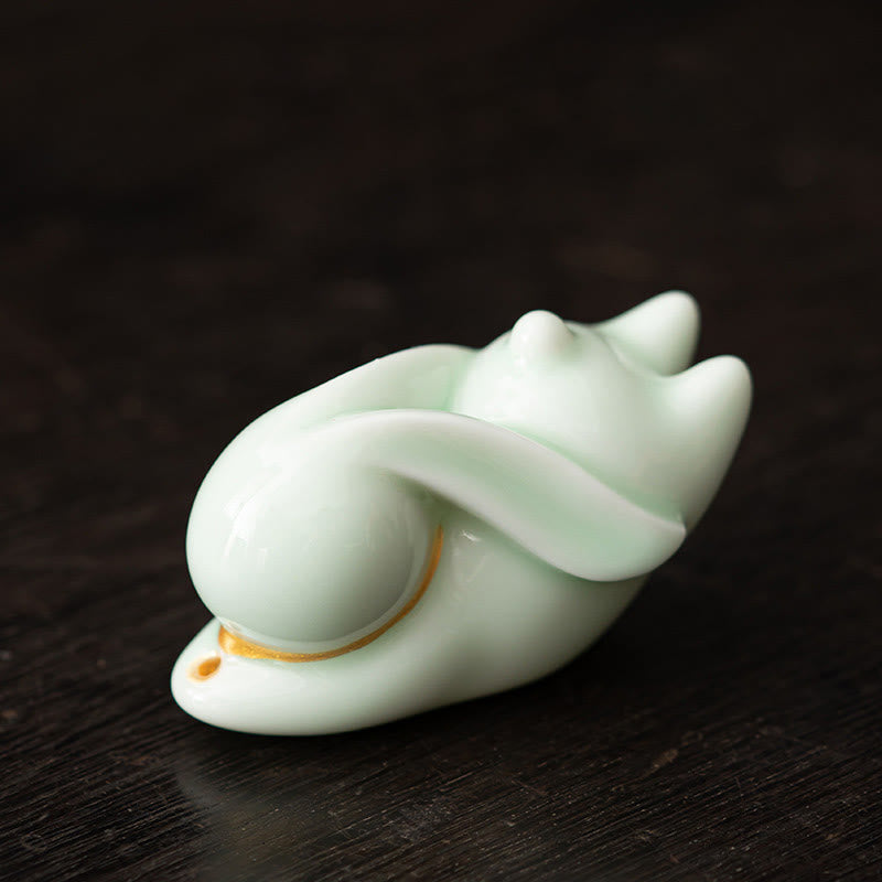 Flying Rabbit Bamboo Mat Ceramic Incense Burner for Prosperity
