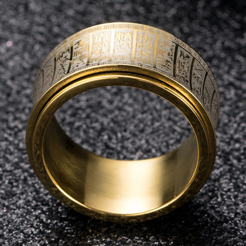 Golden Light Mantra Titanium Steel Spinner Ring | Spiritual Balance