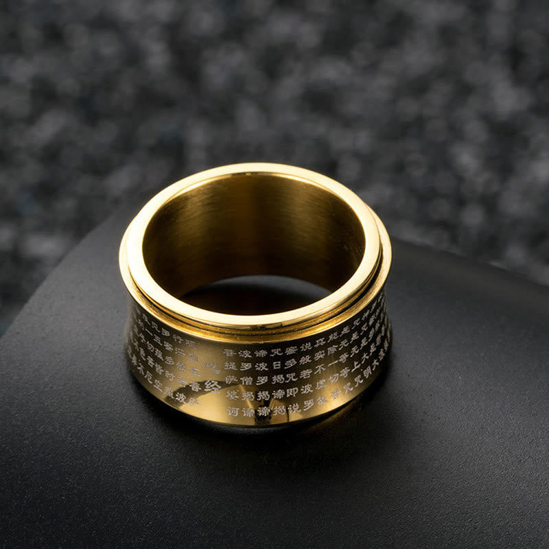 12mm Titanium Steel Heart Sutra Spinner Ring for Balance