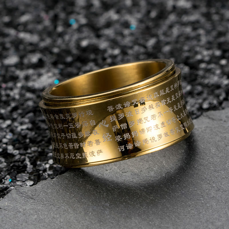 12mm Titanium Steel Heart Sutra Spinner Ring for Balance