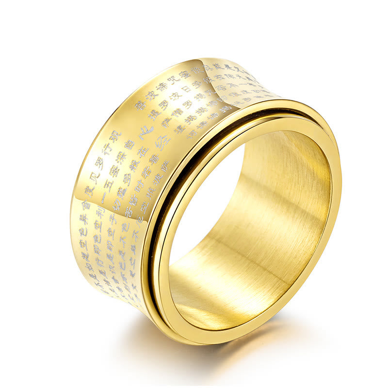 12mm Titanium Steel Heart Sutra Spinner Ring for Balance