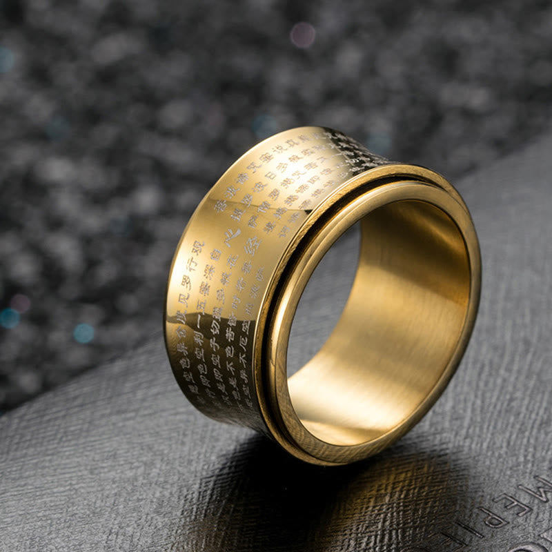 12mm Titanium Steel Heart Sutra Spinner Ring for Balance