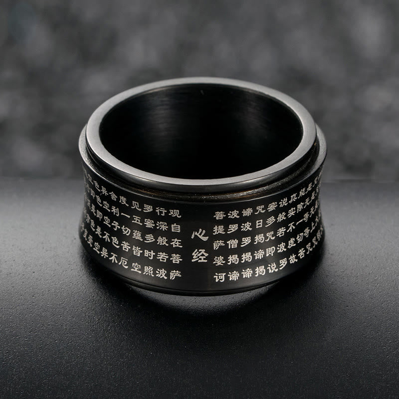 12mm Titanium Steel Heart Sutra Spinner Ring for Balance