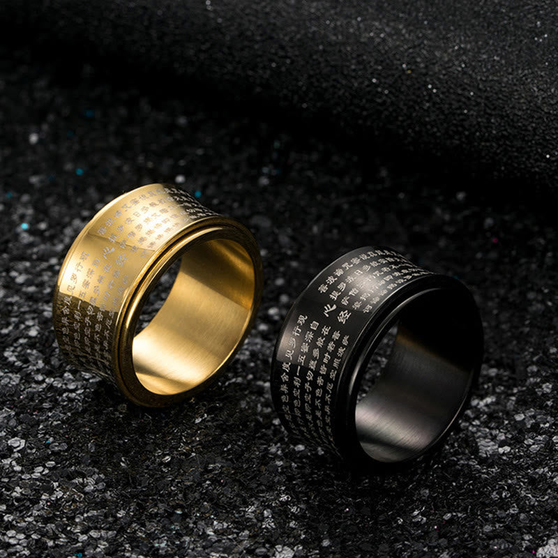 12mm Titanium Steel Heart Sutra Spinner Ring for Balance