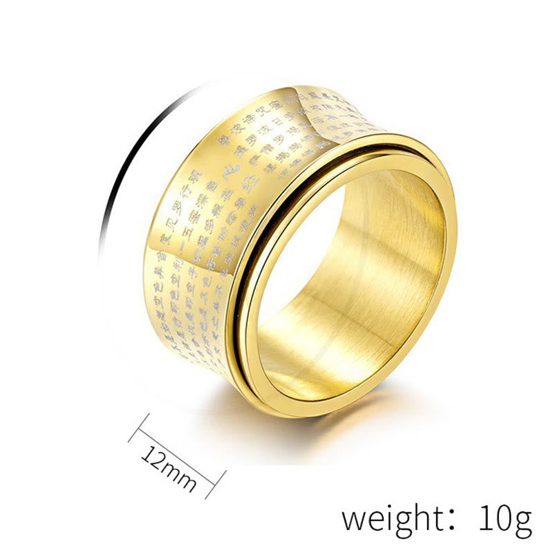 12mm Titanium Steel Heart Sutra Spinner Ring for Balance