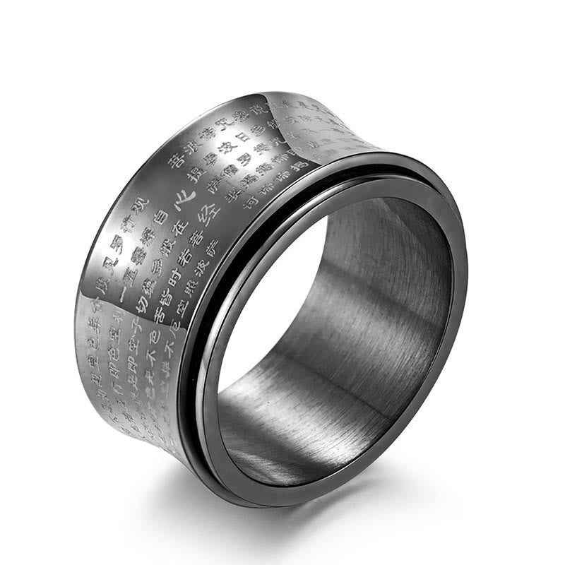 12mm Titanium Steel Heart Sutra Spinner Ring for Balance