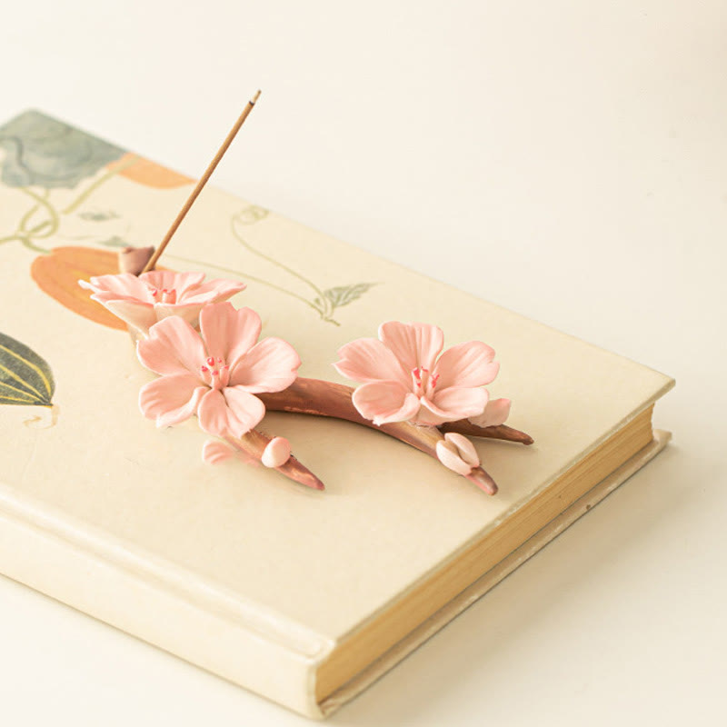 Ceramic Plum Blossom Incense Burner 7.6cm for Meditation