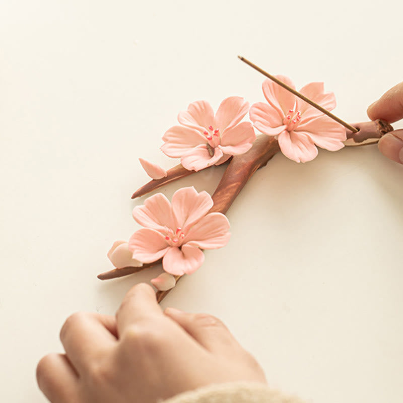 Ceramic Plum Blossom Incense Burner 7.6cm for Meditation