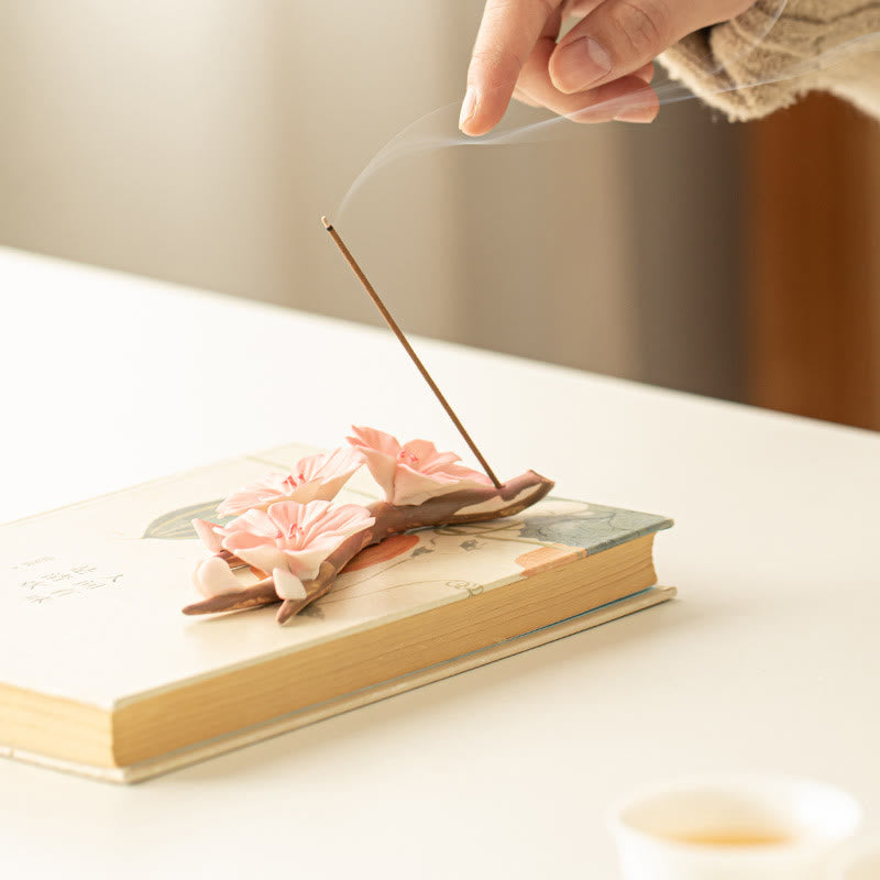 Ceramic Plum Blossom Incense Burner 7.6cm for Meditation