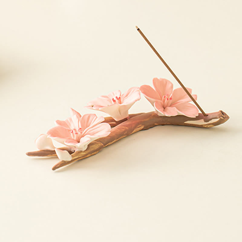 Ceramic Plum Blossom Incense Burner 7.6cm for Meditation