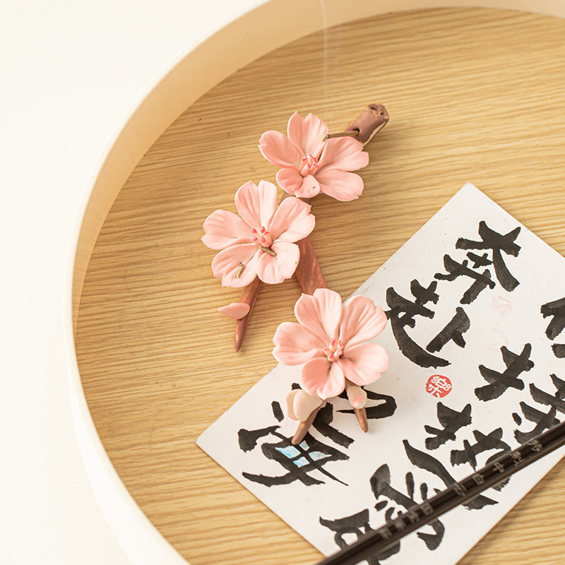 Ceramic Plum Blossom Incense Burner 7.6cm for Meditation