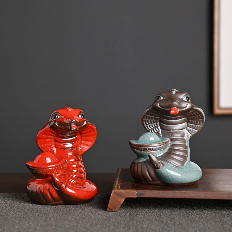 Ceramic Snake Ingot Fu Character Zen Home Decoration