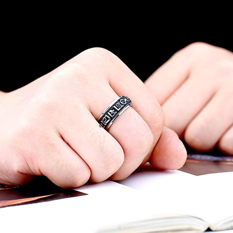 8mm Om Mani Padme Hum Titanium Steel Spinner Ring
