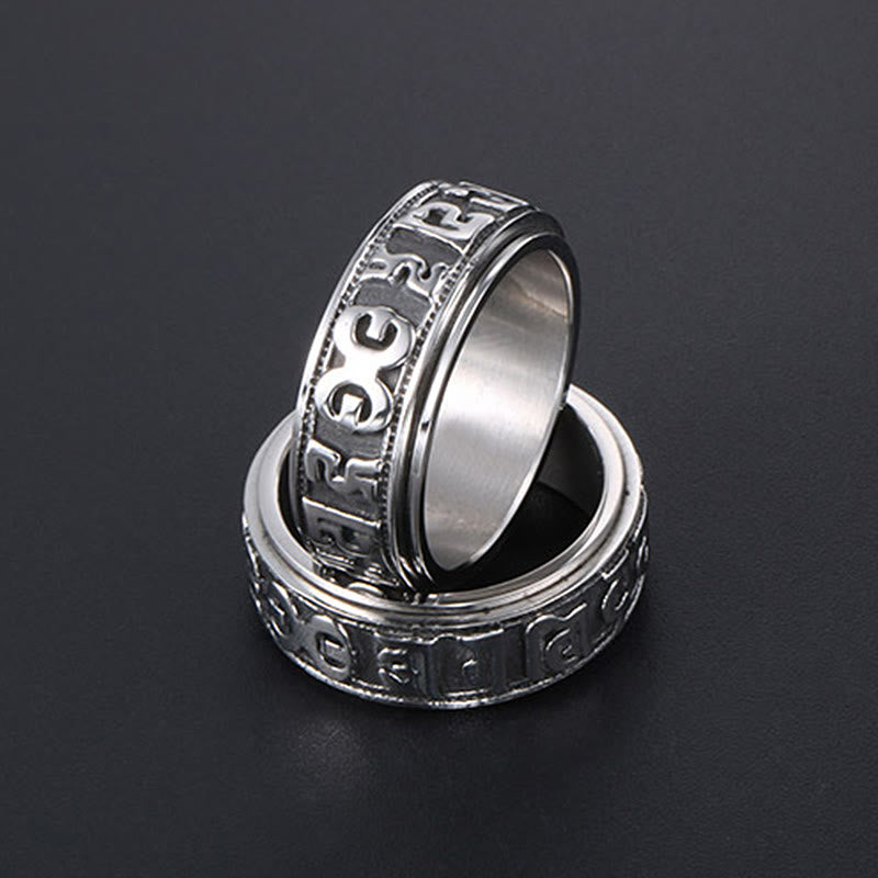 8mm Om Mani Padme Hum Titanium Steel Spinner Ring