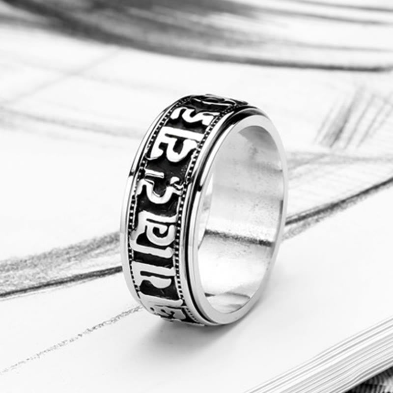 8mm Om Mani Padme Hum Titanium Steel Spinner Ring
