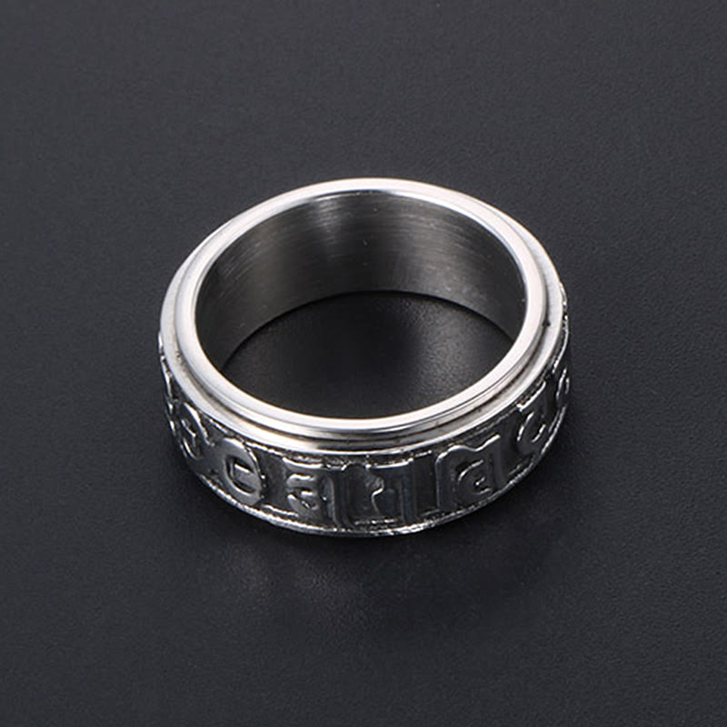 8mm Om Mani Padme Hum Titanium Steel Spinner Ring