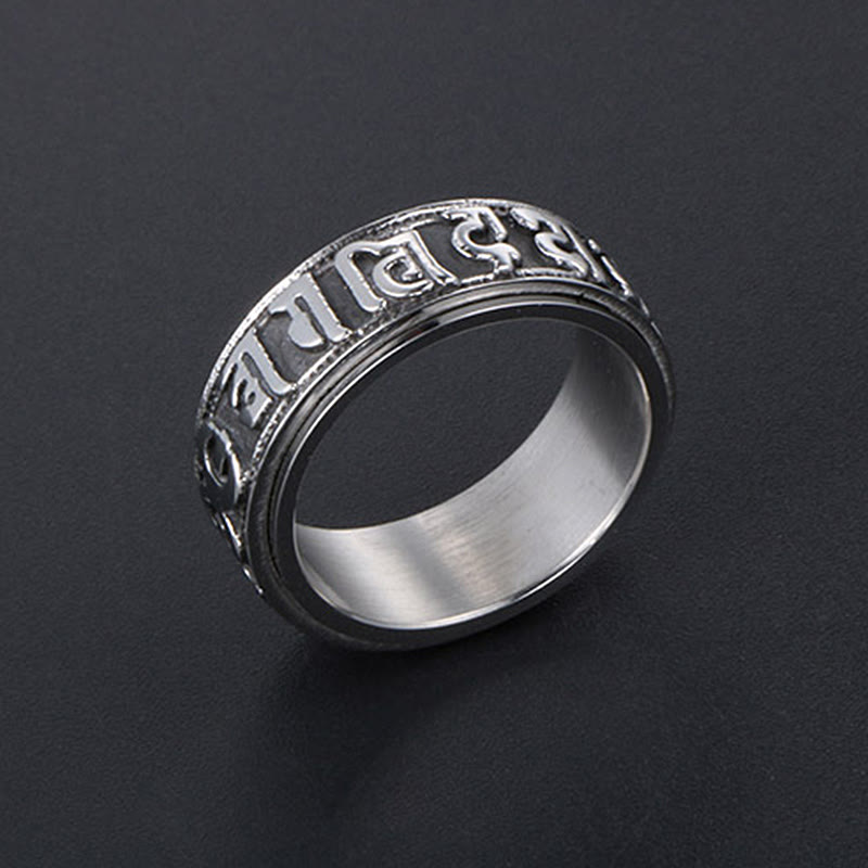 8mm Om Mani Padme Hum Titanium Steel Spinner Ring