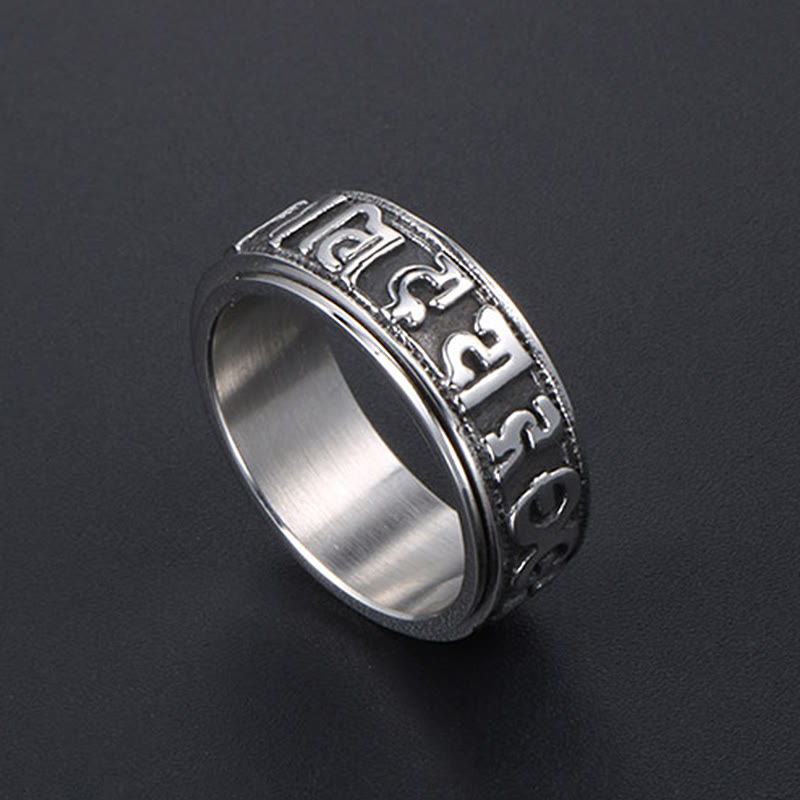 8mm Om Mani Padme Hum Titanium Steel Spinner Ring