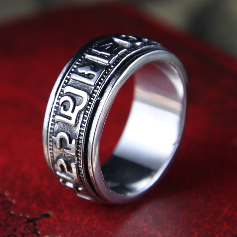 8mm Om Mani Padme Hum Titanium Steel Spinner Ring