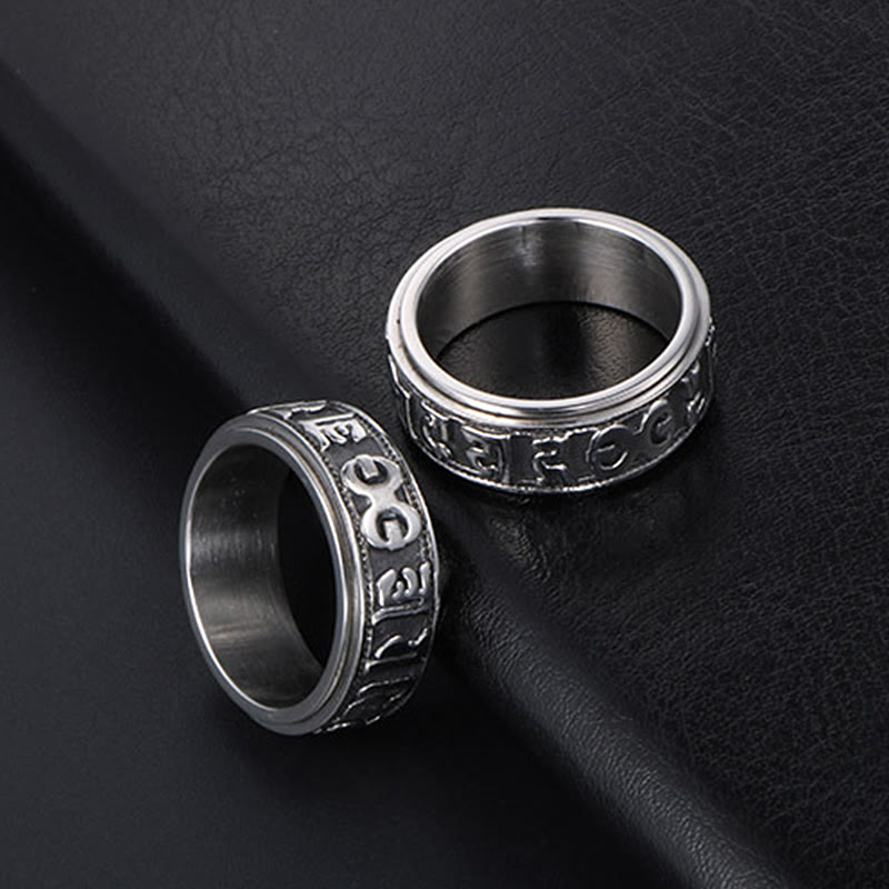 8mm Om Mani Padme Hum Titanium Steel Spinner Ring