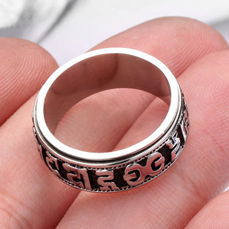 8mm Om Mani Padme Hum Titanium Steel Spinner Ring