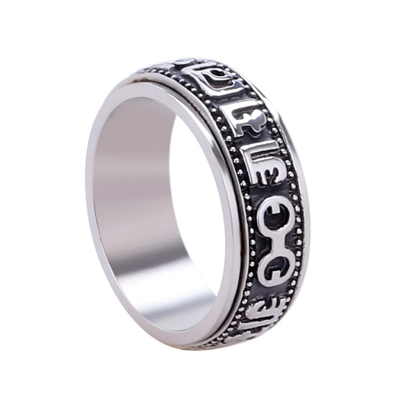 8mm Om Mani Padme Hum Titanium Steel Spinner Ring
