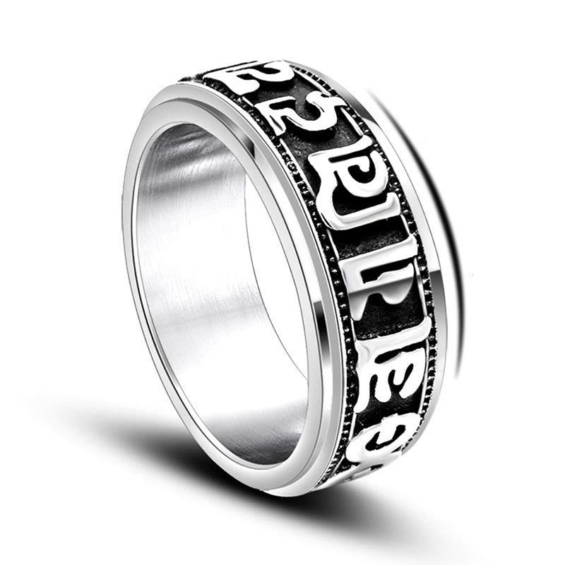 8mm Om Mani Padme Hum Titanium Steel Spinner Ring