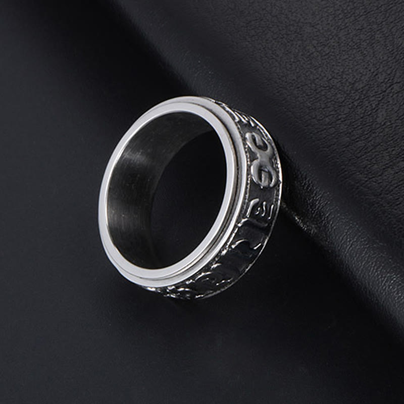 8mm Om Mani Padme Hum Titanium Steel Spinner Ring