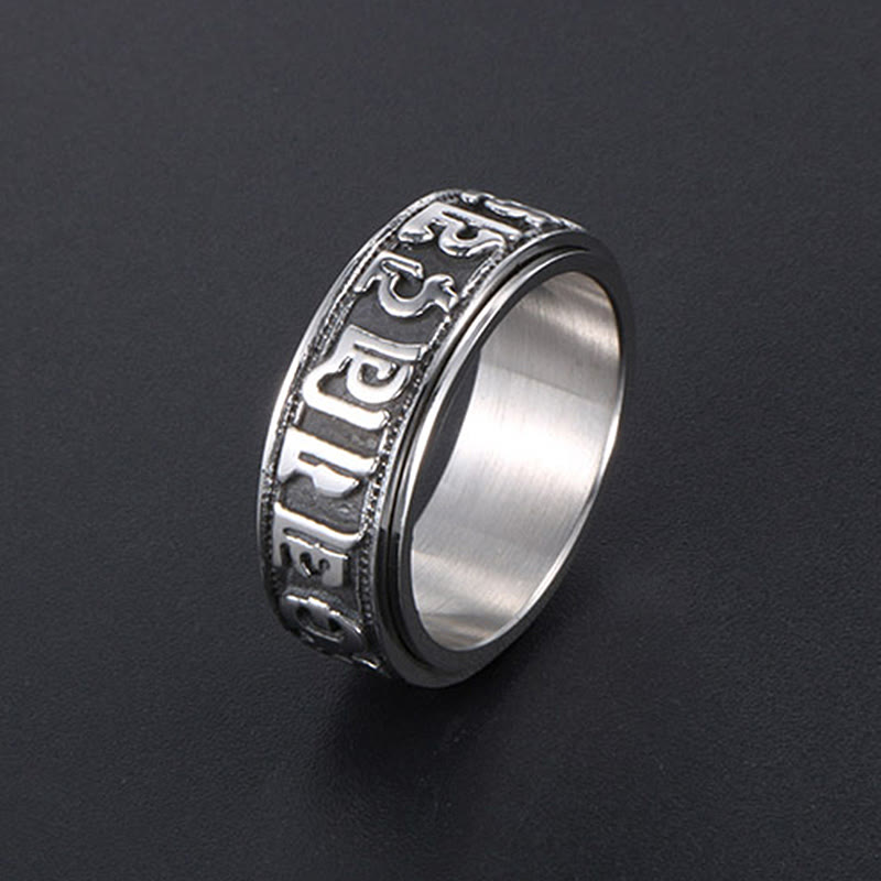 8mm Om Mani Padme Hum Titanium Steel Spinner Ring