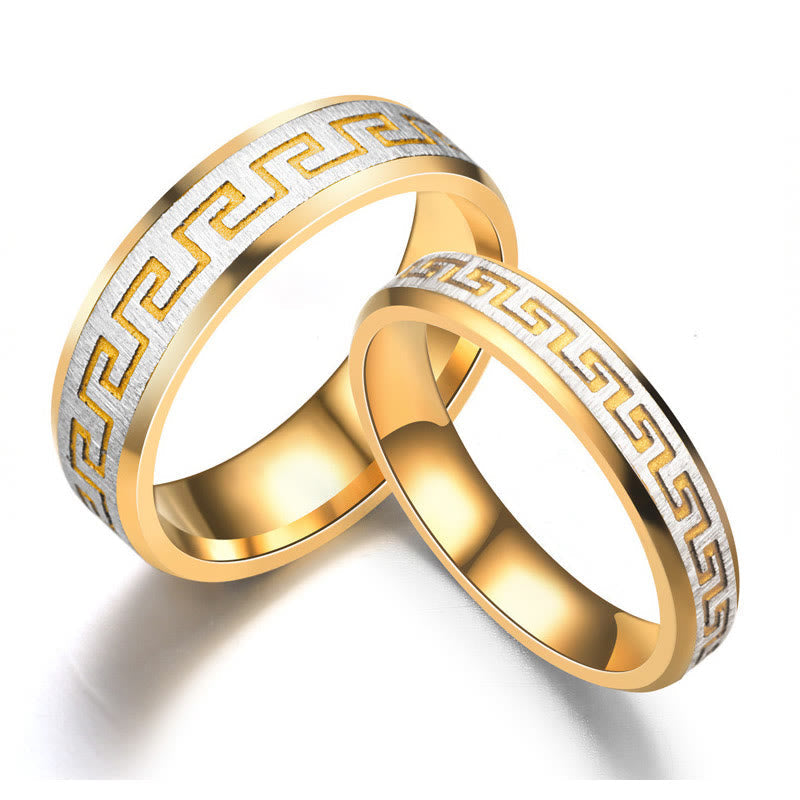 6mm Tibetan Great Wall Pattern Titanium Steel Balance Ring