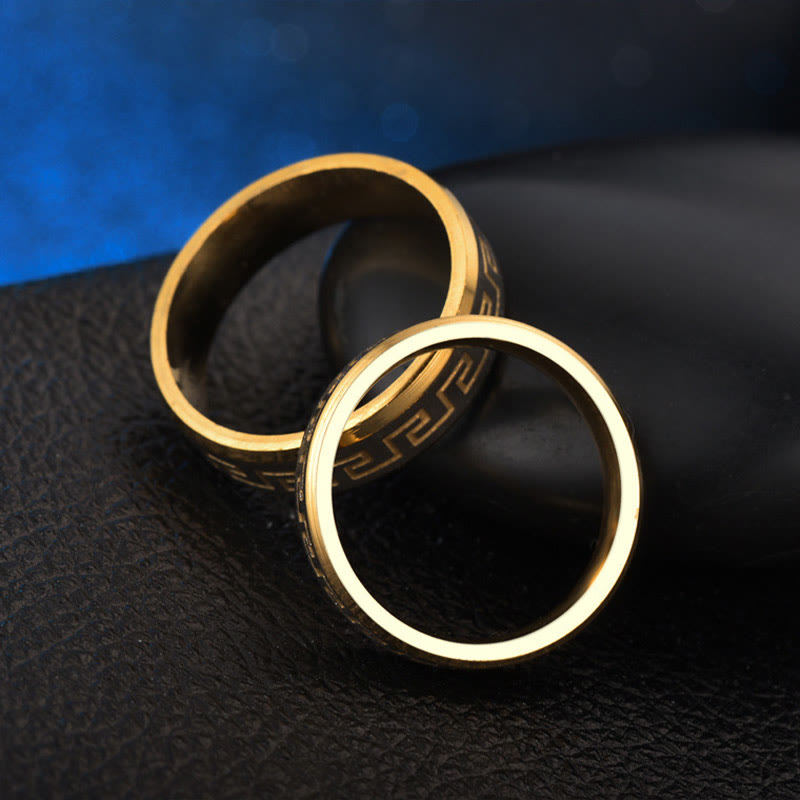 6mm Tibetan Great Wall Pattern Titanium Steel Balance Ring