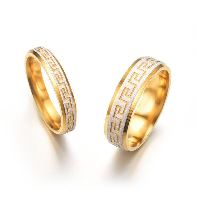 6mm Tibetan Great Wall Pattern Titanium Steel Balance Ring