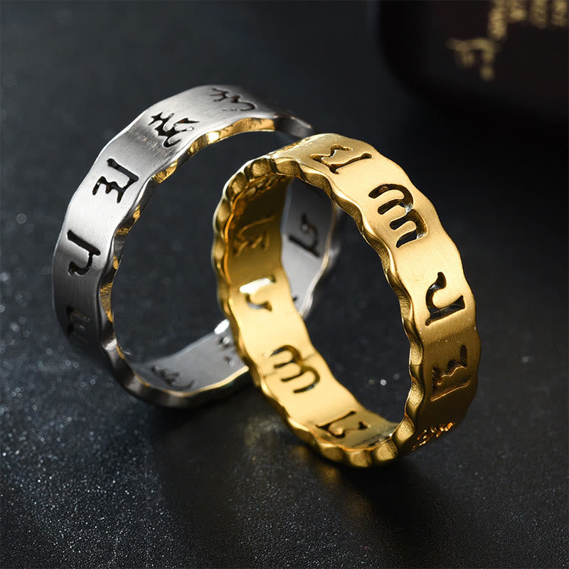 10mm Titanium Steel Om Mani Padme Hum Spinning Ring