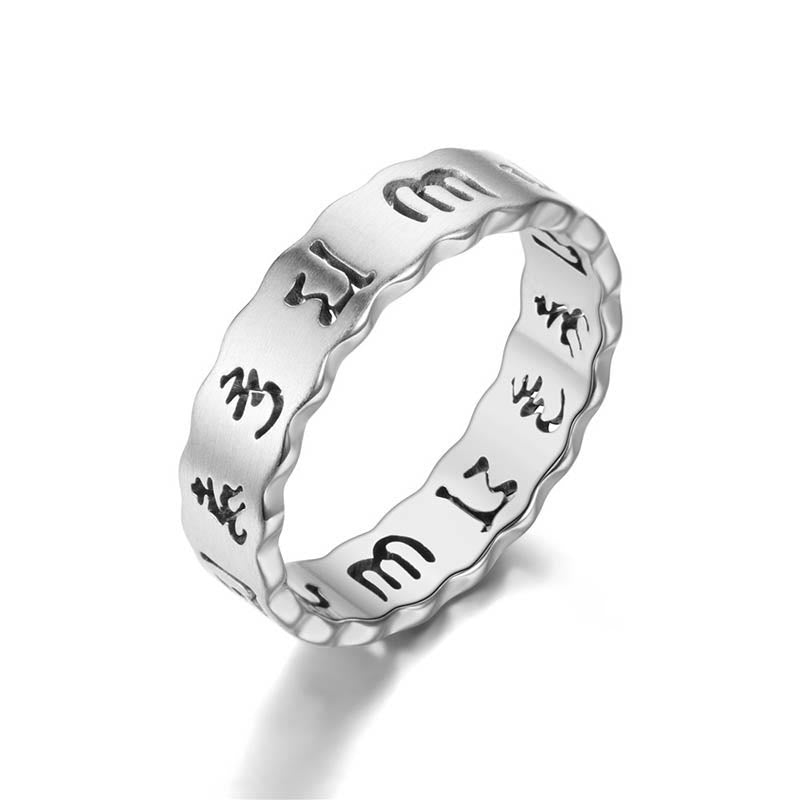 10mm Titanium Steel Om Mani Padme Hum Spinning Ring