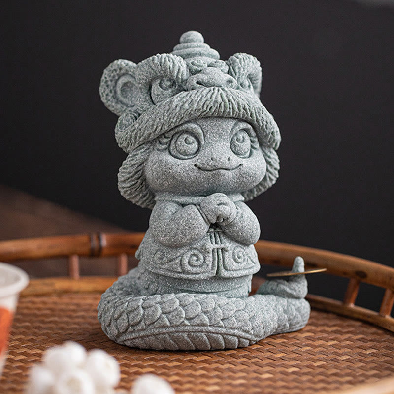 Gold Ingot Snake Chinese Zodiac Home Decoration 10x8.7cm
