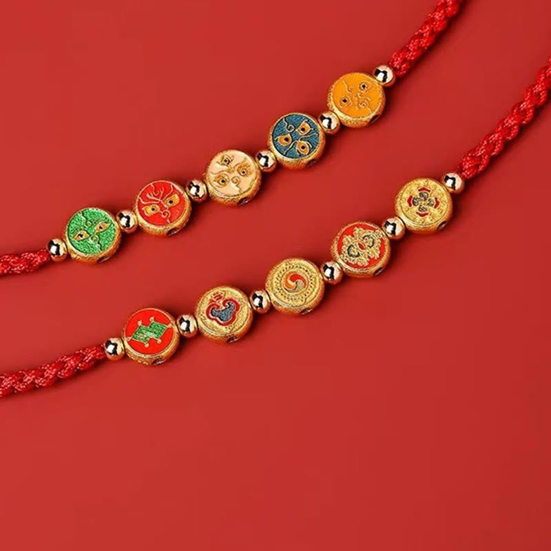 925 Sterling Silver Red String Bracelet | Five Ways God of Wealth Protection