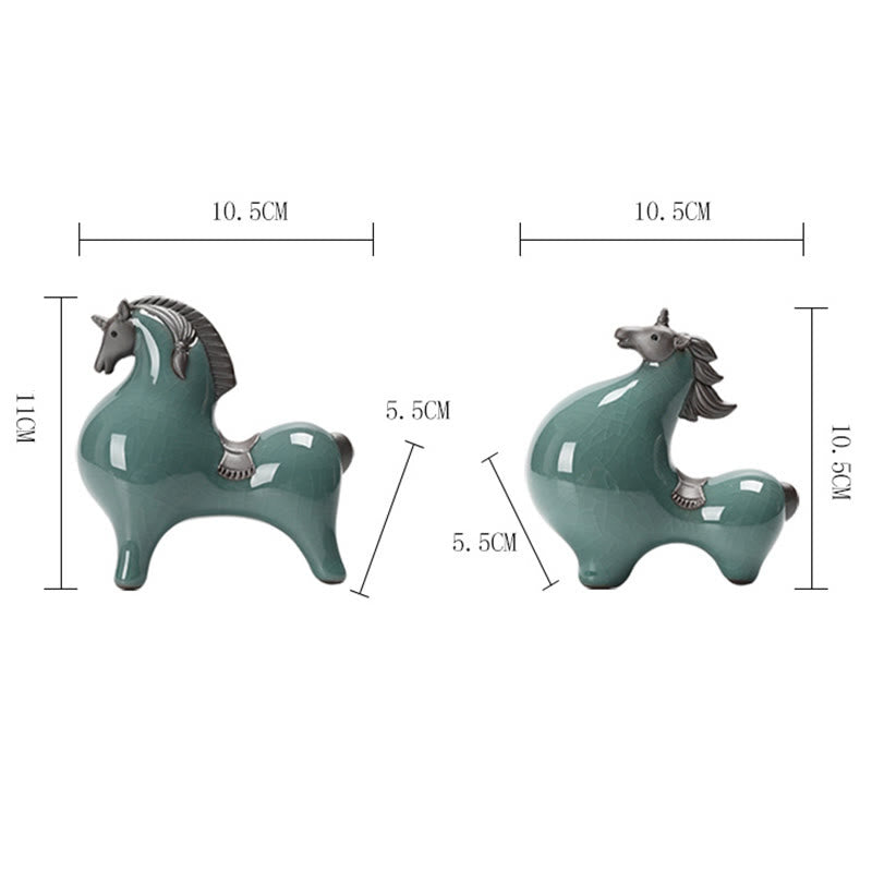 Head Down 11cm Ceramic Horse Figurine for Success & Freedom
