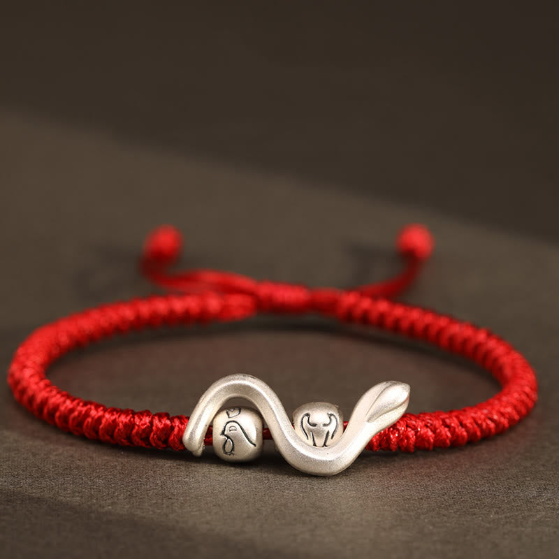 999 Sterling Silver Red String Strength Bracelet for Protection | Year of the Snake