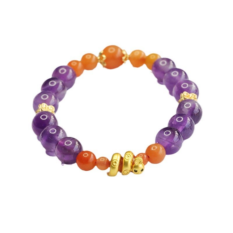 Amethyst Golden Silk Jade Bracelet for Balance