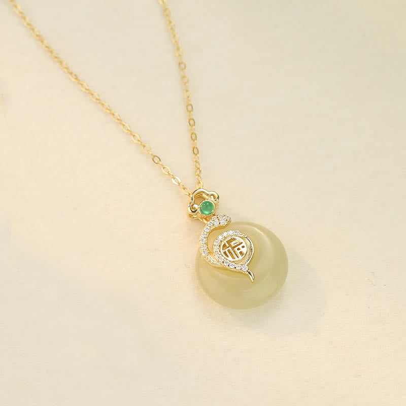 Hetian Jade Peace Buckle Snake Necklace