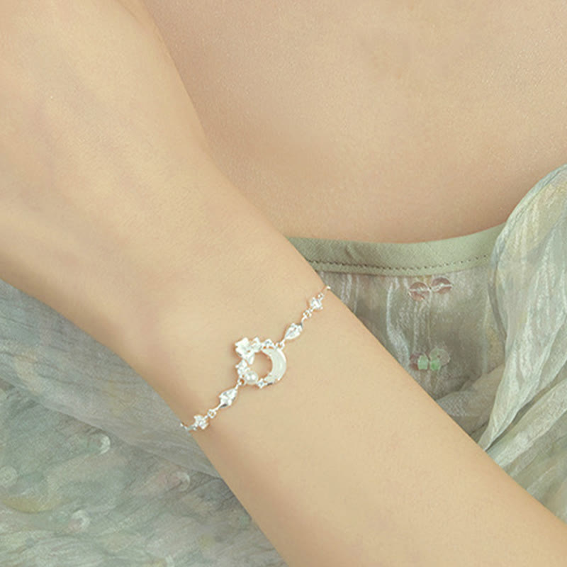 Hetian Jade Sterling Silver Lotus Bracelet 14-18cm Peace Symbol