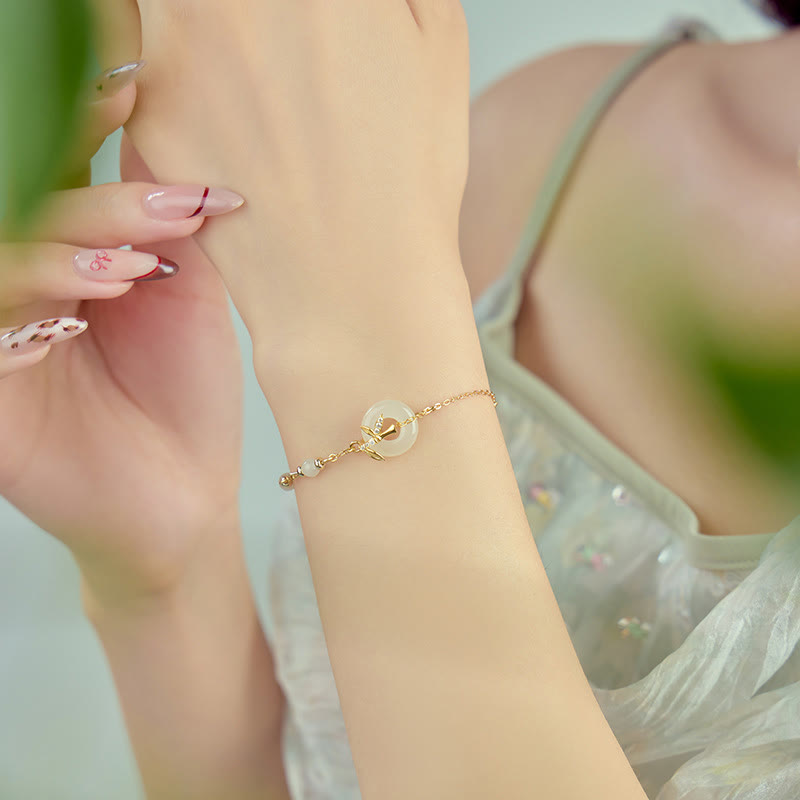 Hetian Jade Peace Buckle Bracelet 14-18 cm | Healing Sounds