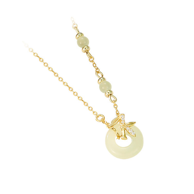 Hetian Jade Peace Buckle Necklace Pendant for Abundance