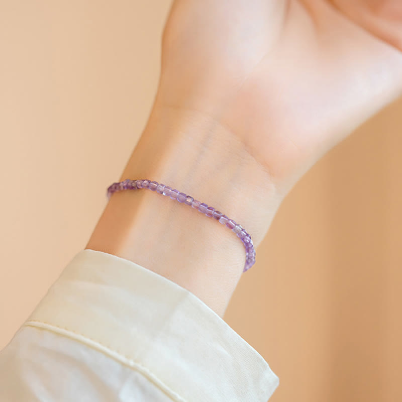2.5mm Amethyst & 14k Gold Inner Peace Bracelet